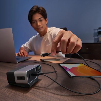 5. Cuktech TA3005U 300W 5-in-1 Charging Station with Digital Display - Silver