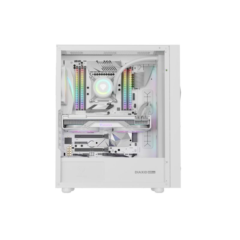 16. GENESIS DIAXID 605 ARGB MIDI TOWER CASE WITH WINDOW, USB-C, WHITE