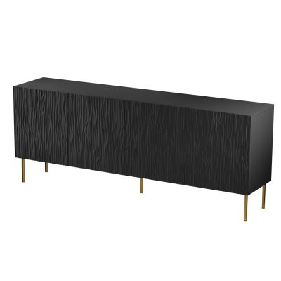 JUNGLE chest of drawers 190x40.5x74.5 black matt + gold legs