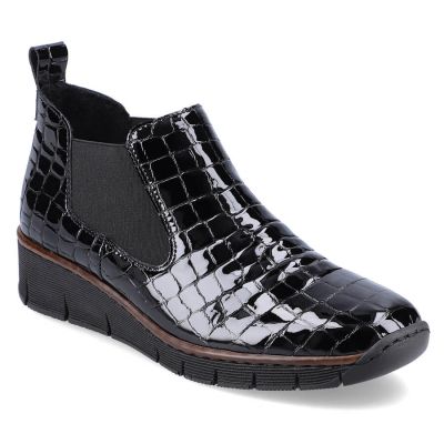 49. Rieker W R474 snakeskin leather ankle boots black