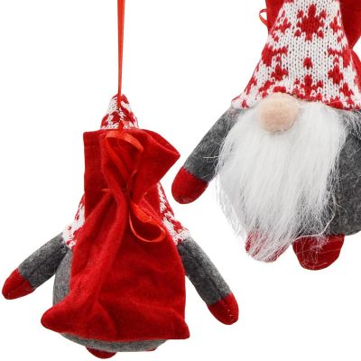 3. DECORATIVE SANTA CLAUS WITH GIFT BAG 15CM GRAY