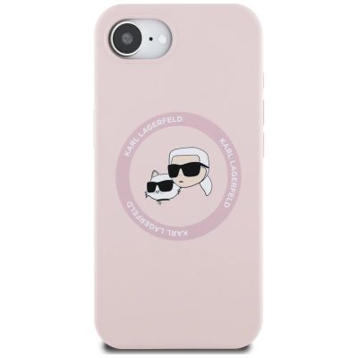 3. Karl Lagerfeld Silicone Karl&Choupette Heads MagSafe iPhone 16e Case - Pink