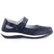 3. Women's leather openwork shoes with Velcro, navy blue Jezzi 9763
