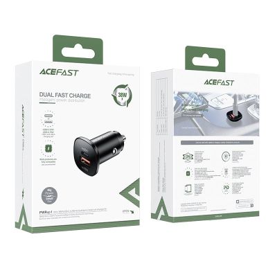 5. Acefast car charger 38W USB Type C / USB, PPS, Power Delivery, Quick Charge 3.0, AFC, FCP black (B1 black)