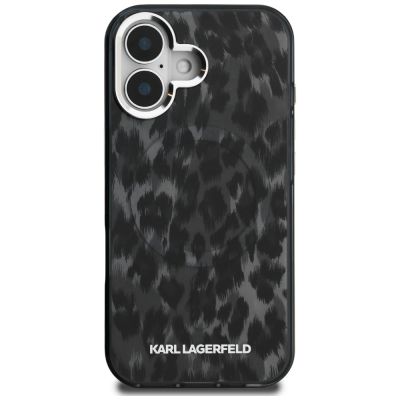 3. Karl Lagerfeld IML Leopard Pattern MagSafe Case for iPhone 16 - Black