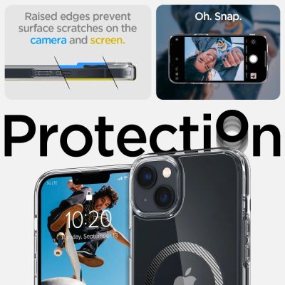 8. Spigen Ultra Hybrid Mag Case with MagSafe for iPhone 14 Plus - Clear Gray
