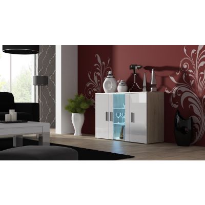 Chest of drawers 120cm SOHO S7 Sonoma oak/gloss white