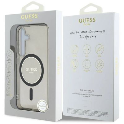 8. Guess Glitter Circle Classic Logo MagSafe case for Samsung Galaxy S25 black