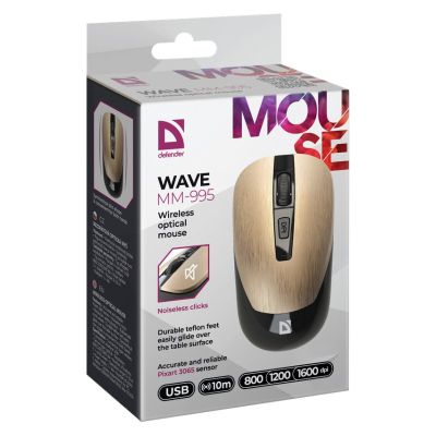 7. DEFENDER WAVE MM-995 RF Silent Click Wireless Mouse, Brown, 52992