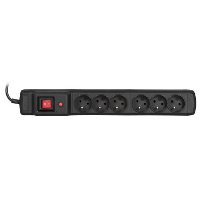 Activejet COMBO surge protector strip 6 pt/1.5 m/cz (10A; 2300W) 1.5 m; black