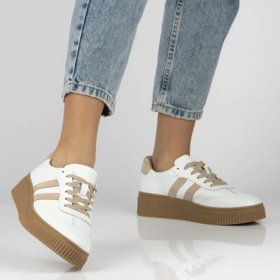 2. Women's leather suede platform shoes, white Filippo DP6776