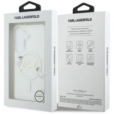 8. Karl Lagerfeld IML KC Script MagSafe Case for Samsung Galaxy S26 - Transparent