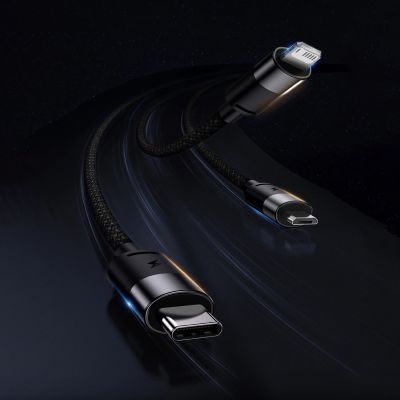 12. 3in1 USB - micro USB / Lightning / USB C 3.5A 1.2m cable Baseus StarSpeed - black
