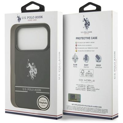 8. US Polo DH and Bottom Stripe Logo MagSafe Case for iPhone 17 Pro - Black