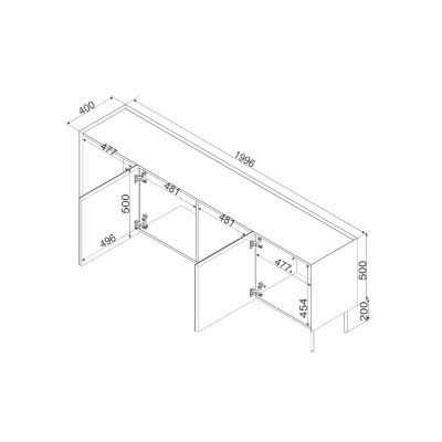 5. FELLINI chest of drawers 200x40x70 cashmere + oiled oak top