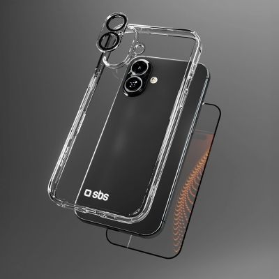 7. SBS set with D3O technology for iPhone 16 - case + glass screen and camera protector - transparent