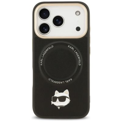 3. Karl Lagerfeld Big Strap Choupette Metal Logo MagSafe Case for iPhone 17 Pro Max - Black