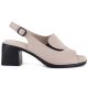 2. Women's beige leather high-heeled sandals Vinceza 26-66920