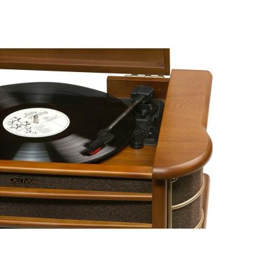 2. Denver MCR-50MK3 Retro Turntable – Wood Dark (FM, CD, USB)