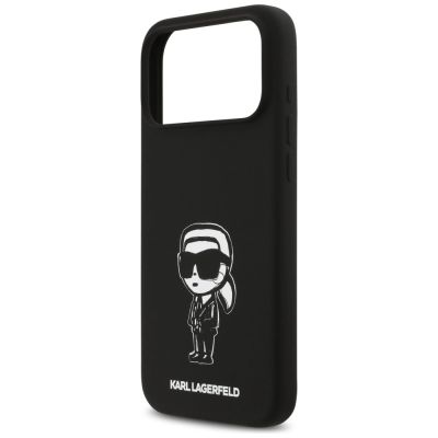 6. Karl Lagerfeld Silicone Karl Sketch & Logo MagSafe Case for iPhone 17 Pro Max - Black