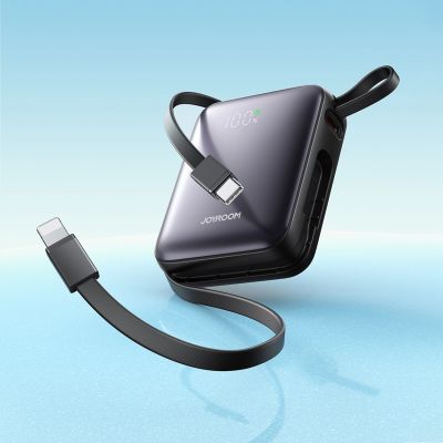 9. Joyroom JR-PBF27 10000mAh 22.5W Powerbank with Built-in USB-C and Lightning Cables - Black