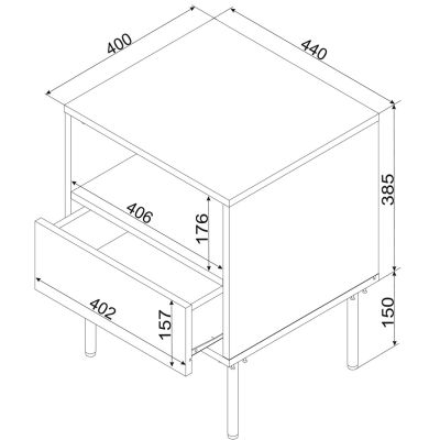 4. TRESSE bedside table 2 pcs 44x40x53 cashmere matt