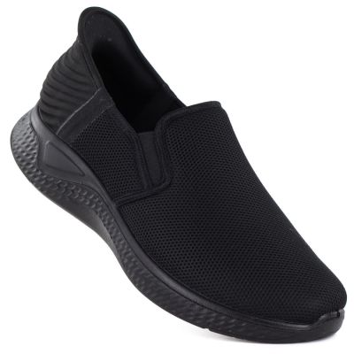Men's textile slip-on sneakers, black NEWS 170-M