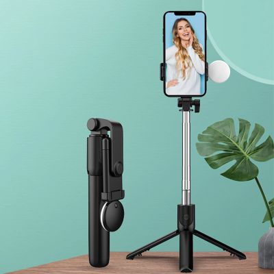 9. Selfie stick WR1YXS telescopic tripod 0.71m with round lamp - black