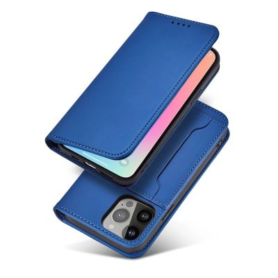 3. Magnet Card Case case for iPhone 14 Pro Max flip cover wallet stand blue
