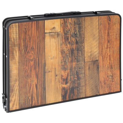 7. FOLDABLE CAMPING TABLE 90X60X36-68CM STEEL MESH WOOD