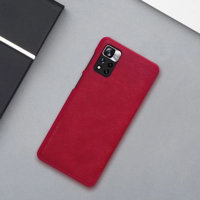 21. Nillkin Qin Case Case for Xiaomi Redmi Note 11 Pro+ (China) / Redmi Note 11 Pro (China) / Mi11i HyperCharge Camera Protector Holster Cover Flip Case Brown