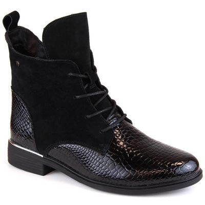 15. Filippo W PAW476 black patent leather insulated ankle boots