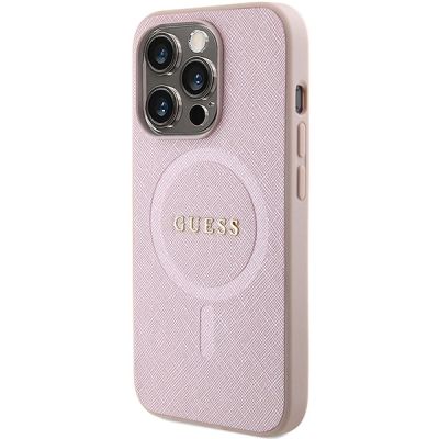 2. Guess Saffiano MagSafe case for iPhone 15 Pro - pink