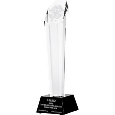8. Engraved glass trophy with case
