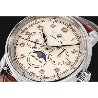 4. Men’s ZEPPELIN LZ121 Mediterranee Moonphase Watch 9636-5 + BOX