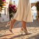 8. Women's transparent pumps with zircons, pointed toe, beige, Vinceza 66282