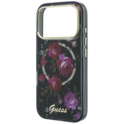 6. Guess IML Glitter Blossom Roses MagSafe Case for iPhone 18 Pro Max / 17 Pro Max – black