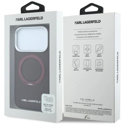 8. Karl Lagerfeld Ring Stand 360 Saffiano Classic Logo MagSafe case for iPhone 18 Pro Max / 17 Pro Max - burgundy