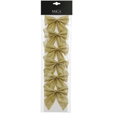 8. DECORATIVE GOLD BOW 10x12CM 6 PCS MICA