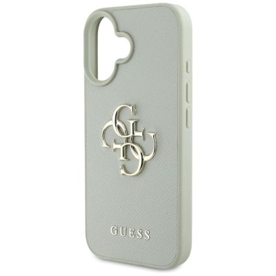 6. Guess Grained Big 4G Logo Small Classic Logo case for iPhone 16 - green