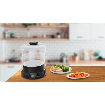 4. Tefal Minicompact VC139810 2-Basket Steamer, Freestanding, 800W, Black