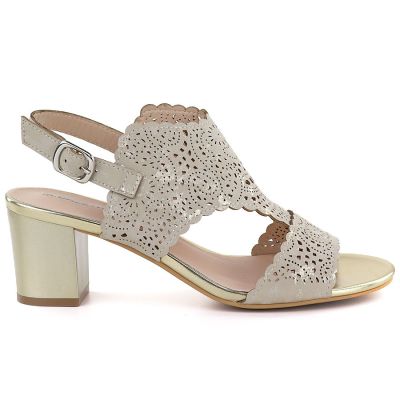 2. Women's openwork beige heeled sandals M.Daszyński MR1954-2