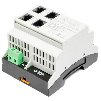 4-port PoE switch with built-in power supply for TH35 rail ATTE SWPS-4-11-DIN4