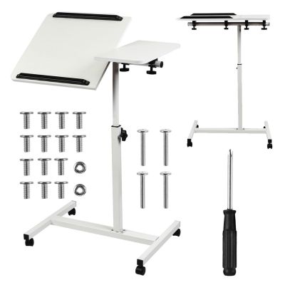 3. MACLEAN MOBILE DESK/LAPTOP STAND, WHITE, HEIGHT ADJUSTMENT 59-89CM, MAX. 30KG MC-121 W