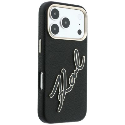 4. Karl Lagerfeld Smooth Big Resin Signature Logo Case for iPhone 18 Pro / 17 Pro - Black