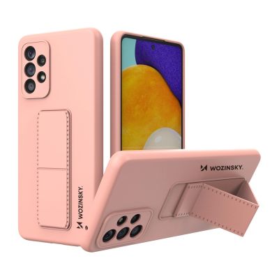 Wozinsky Kickstand Case silicone case with stand for Samsung Galaxy A73 pink