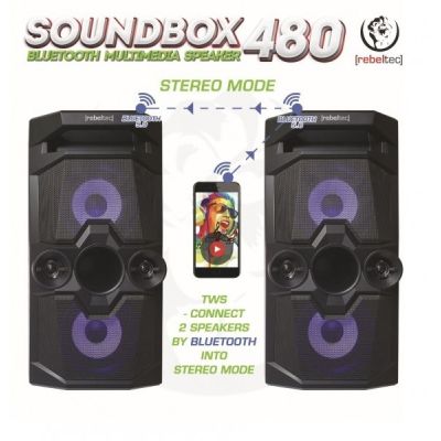 4. REBELTEC BLUETOOTH, FM, KARAOKE SPEAKER CONTROLLED BY SMARTPHONE BLUETOOTH SOUNDBOX 480