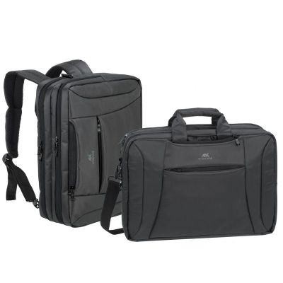 RIVACASE BAG/BACKPACK FOR 16" CENTRAL LAPTOP, BLACK, BAG CONVERTIBLE TO BACKPACK