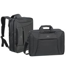 RIVACASE BAG/BACKPACK FOR 16" CENTRAL LAPTOP, BLACK, BAG CONVERTIBLE TO BACKPACK