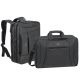 RIVACASE BAG/BACKPACK FOR 16" CENTRAL LAPTOP, BLACK, BAG CONVERTIBLE TO BACKPACK